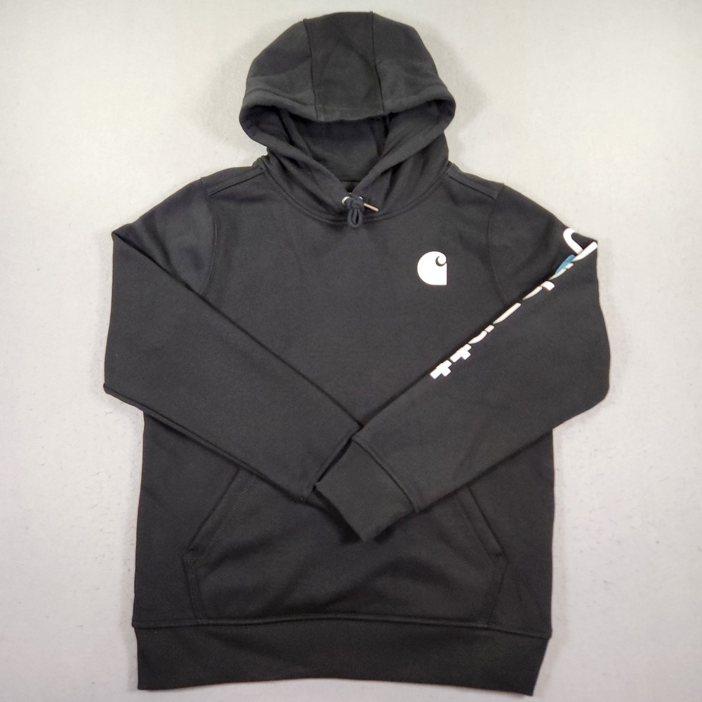 Carhartt Hoodie Womens S Black Relaxed Fit Midweight Sweatshirt Pullover NWT